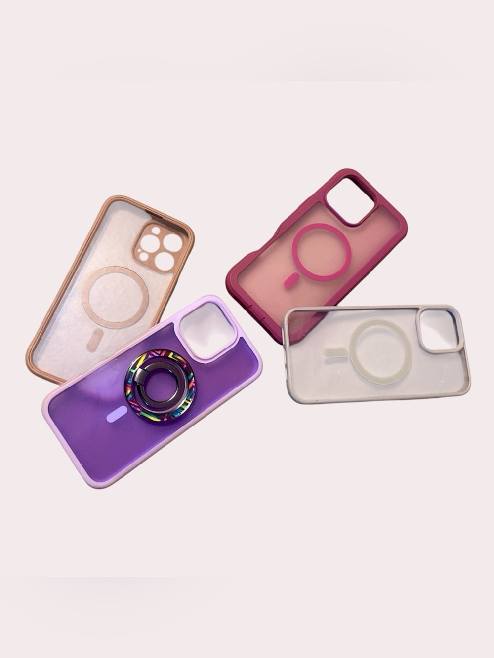 Set of 4 iPhone 16 Pro Max phone cases.